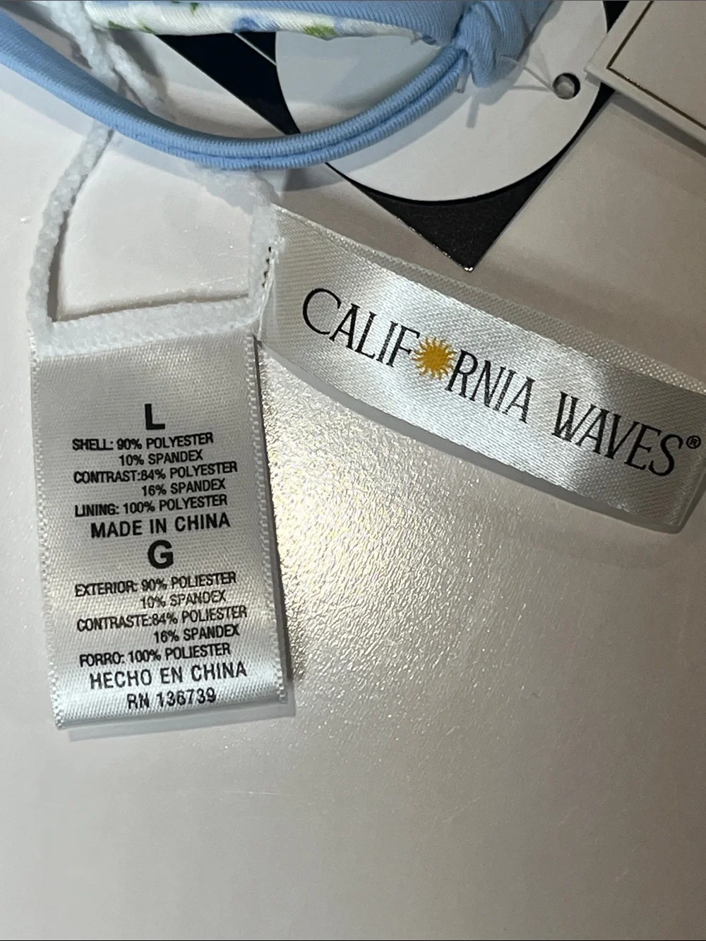 NWT Reversible Triangle Bikini Top Light Blue/White
